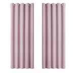 PONY DANCE Window Curtains for Girls - Nursery Pink Thermal Curtain Drapes with Eyelet Top for Bedroom Window Treatment for Kids, Set of 2, 66 inch Width x 72 inch Drop, Light Pink