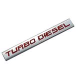 Chrome Finish Metal Emblem Turbo Diesel Badge (Red Letter) (Red)