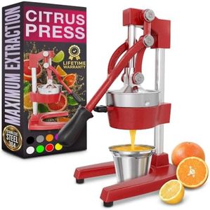 Red Juicer Squeezer - Aluminum Manual Hand Press Juicer, Comfortable Ergonomic Grip for Efficient Juice Extraction of Pomegranates, Citrus, and other Fruits | Durable, Compact, Easy to Use and Clean