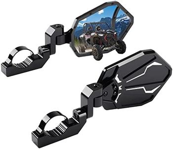 KEMIMOTO UTV Side Mirrors Billet Aluminum fit 1.6"-2" Roll Bars with Windshield, Compatible with RZR Pro XP, Maverick X3, Talon, John Deere Gator, Replaceable Side Mirrors