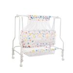 Mee Mee Metal Premium New Born Baby Sleep Swing Cradle/Jhula/Palna/Bed/Baby Bedding With Mosquito Net And Cradle For 0-12 Months Baby Boys And Girls (White)