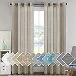 H.VERSAILTEX Ultra Elegant Natural Linen Curtains Soft Linen Semi Sheer Curtains for Living Room Window Privacy Translucent Linen Textured Drapes for Bedroom (52 by 96 Inch, Set of 2, Taupe)