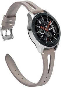 TOYOUTHS Compatible with Samsung Galaxy Watch 7/FE/6/5/4/Active 2 40mm 44mm Band, 20mm Leather Strap for Galaxy Watch 6 Classic 43mm 47mm/Watch 5 Pro 45mm/Watch 4 Classic 42mm 46mm/Watch 3 41mm, Gray
