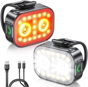 WOCBUY Bike Lights, Ultra-Slim & Lightweight Rechargeable Bicycle Lights Set, [5+6 Modes] Dual USB-C Bike Lights Front and Back, IP65 Waterproof Bicycle Lights for Night Riding Road Mountain Cycling