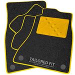 Car Mats FOR Jeep Renegade 2015+ Charcoal Carpet & Yellow Ribbed Trim + Yellow Rectangle Heel Pad [SAPP-1683]