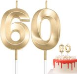 60th Birthday Candles, Happy Birthday Candles, Number 60 Candles, Sparkler Birthday Candles for Cake, Number 60 Candle, Champagne Gold Birthday Candles, 60th Birthday Decorations