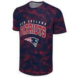 FOCO NFL Men's Officially Licensed Big Logo Wordmark Camo Performance Game Day Team Color Crewneck T-Shirt, New England Patriots - Navy, L