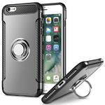 UEEBAI Case For iPhone 6 Plus,Ultra Slim Shockproof Silicone TPU+PC Case Anti-Scratch 360 Degree Rotatable Ring Kickstand Used As In-car Phone Holder Stand Cover for iPhone 6 Plus/6S Plus - Grey