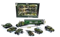 ROSEFAIR Mini Die Cast Metal 7 Pcs Army Military Vehicle Trucks Toys Play Set for Kids