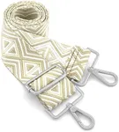 GINJKGO Silvery Purse Straps Replacement Crossbody - Guitar Strap for Purses Crossbody, Wide Shoulder Strap for Crossbody Bags, Bag Strap for Handbag,for Her,Beige Jacquard Geometric