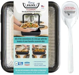 Fancy Panz Classic Pan, Dress Up & Protect Your Foil Pan, Made in USA, Fits Half Size Foil Pans. Half size Foil Pan & Serving Spoon Included. Hot or Cold Food. Stackable for easy travel. BPA free (Classic, Charcoal)