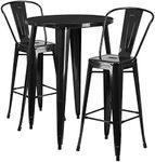 Flash Furniture Commercial Grade 30" Round Silver Metal Indoor-Outdoor Bar Table Set with 2 Cafe Stools