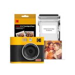 KODAK Mini Shot 3 ERA 4PASS 2-in-1 Instant Camera and Photo Printer (3x3) (Camera + 38 Sheets, Yellow)