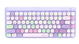 UBOTIE Portable Bluetooth Colorful Computer Keyboards, Wireless Mini Compact Retro Typewriter Flexible 84Keys Design Keyboard (Purple-Colorful)