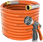 SPECILITE Garden Hose 100 ft x 5/8 in Heavy Duty, Flexible and Lightweight Water Hose with Nozzle, Burst 600 psi, Kink-Less Hybrid Rubber Hose for Backyard, 3/4'' Brass Fittings