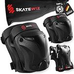 SKATEWIZ Protect-1 - Skate Pads - Skateboard Knee and Elbow Pads with Wrist Guards - Size M in Black