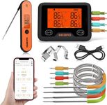 Inkbird Wi-Fi/Bluetooth Meat Thermometer IBBQ-4BW & Instant Read Thermometer IHT-1P, Digital Wireless WIFI Thermometer for Smoker Oven, Large LCD Backlight, Timer High/Low Alarm, 4 Probes Rechargeable