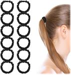 12 Pcs Silk Skinny Scrunchies Set 100% Pure Mulberry Silk Hair Ties for Girls Elastics Hair Bands Ponytail Holders for Thick Thin Hair Women's Black Cute Satin Sleepy Hair Scrunchie, No Damage