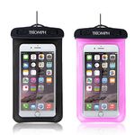 Triomph Universal Waterproof Phone Pouch, IPX8 Waterproof Cell Phone Case Dry bag with Military Class Lanyard for iPhone Xs Max/Xr/X/8/8Plus/7/7Plus/6/6s Plus, Samsung Galaxy S10 S9+,Note,6.5'' (Black+Pink)