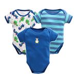 EIO New Born Baby Multi-Color Cotton Sleep Suit Romper Body Jumpsuti Body Suit for Boys and Girls Set of 3 (3-6 Months, Royal Blue)