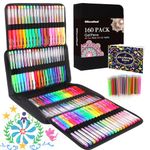 Oficrafted 160 Pack Gel Pen Sets for Adult Coloring Books, Colored Gel Pens with 40% More Ink, Gel Coloring Pens with Travel Case for Artists and Kids Drawing Doodling Journaling & Craft Art Supplies