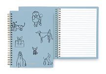 Kate Spade New York Blue Mini Spiral Notebook, 8.25" x 6.75" Small Journal Notebook with 112 Lined Pages, Dog Party