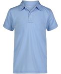 Nautica Boys' School Uniform Sensory-Friendly Short Sleeve Polo Shirt, Button Closure, Moisture Wicking Performance Material, Light Blue, 5