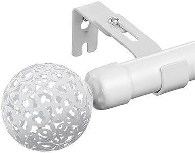 Harrms Curtain Poles for Eyelet Curtains, White Curtain Pole 76-221cm, 25mm Curtain Rod Metal Extendable with hollowed-out Finials and Adjustable Brackets for Blackout Voile Curtains
