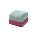 MAXOSHINE Quick Dry Hand Towel for Wash Basin Gym Sports Travel-Super Soft Microfiber Face Towel for Men & Women-40 x 60 cm (Green/Wine, Pack of 2)