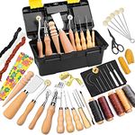 Leather Craft Kits, Leather Working Tools and Supplies, Leather Tool with Instructions, Tool Box, UV Stitching Groover, Waxed Thread, Tracing Wheel, and Other Leather Crafting Tools and Supplies