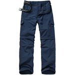 Jessie Kidden Hiking Walking Trousers Men,Quick Dry Convertible Lightweight Breathable Waterproof Outdoor Fishing Work Zip Off Cargo Pants #6088 Blue-36