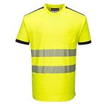 Portwest PW3 Hi-Vis T-Shirt S/S, Size: S, Colour: Yellow/Black, T181YBRS