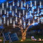 JMEXSUSS 2 Pack Solar Christmas Meteor Shower Lights, 16 Tube 288 LED White Solar Christmas String Lights Outdoor Waterproof for Tree Patio Garden Wedding Party Decorations