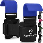 AQF Weight Lifting Hooks Straps, Non-Slip Rubber Coating Grips 8mm Thick Padded Neoprene with Double Stitching for Powerlifting Deadlifts Gym Chin Pull Up Exercise Fitness - Blue