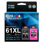 E-Z Ink (TM Remanufactured 61XL Ink Cartridge Replacement for HP Ink 61 61XL Ink Cartridge Combo Pack Work with HP Envy 4500 4502 5530 Deskjet 2540 3510 OfficeJet 4630 Printer (1 Color, 1 Black)