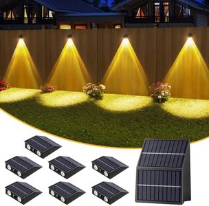 Super Long Lasting Solar Fence Lights, Dual Solar Panels, Better for Winter and Rainy Days, Outdoor Waterproof, High Brightness Solar Lights for Stair,Step,Yard,Patio,Backyard,Wall (8 Pack)