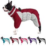 AOFITEE Fullbody Dog Coat Warm Fleece Dog Jacket, Windproof Dog Winter Coat with Harness Built in, Reflective Turtleneck Dog Snow Jacket Snowsuit, Four-Legged Puffer Coat for Small Medium Large Dogs