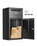 VEVOR Package Delivery Boxes for Outside, 35.8 in Mailbox for Parcel with Lock, Galvanized Steel Package Drop Box with Anti-Theft Design, Weather-Resistant Package Mailbox for Home and Office, Black