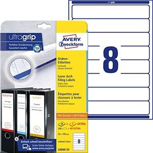 Avery Zweckform L6060-25 Lot de 25 feuilles d'étiquettes de classement pour classeurs minces Elba, Biella, Mehle, etc. 192 x 34 mm (Import Allemagne)