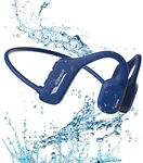 XIMAND Bone Conduction Headphones IP68 Swimming Waterproof Dustproof Sweatproof MP3 Player Headset Underwater Music Player 8GB Memory, Open-Ear Wireless Bluetooth 5.3 with Mic - Blue