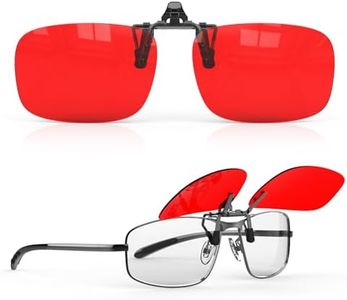 Goiteia Red Clip On Glasses Anti Blue Light - Blocks Blue & Green Light, Improve Sleep, Relieve Eye Strain & Headaches, Red Light Glasses for Screen Use, Flip up clip - more flexible to use, M