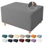 YEMYHOM Ottoman Cover Latest Jacquard Design High Stretch Folding Storage Footstool Protector Rectangle Removable Slipcover (Ottoman Medium, Light Gray)