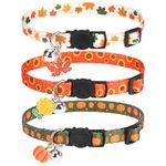 TAILGOO Fall Cat Collars Breakaway with Bell - Autumn Pet Collar 3 Pack for Kittens Puppies and Tiny Pets Small Pets