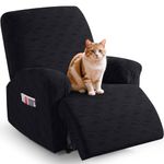 TAOCOCO Recliner Cover 3 Pieces Recliner Chair Covers, Stretch Jacquard Reclining Chair Cover, Furniture Protector Sofa Slipcovers Couch Covers with Elastic Bottom for Kids, Pets (Black)