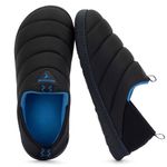 RockDove Men's Pufflite Two-Tone Quilted Loafer Slipper with Indoor/Outdoor Sole, Size 11 UK Men, Black and Blue