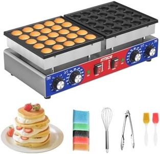 HTTSICHI Mini Pancake Maker - 50Pcs Commercial Pancake Maker With Round-Shaped and Heart-Shaped, Mini Pancakes Maker Machine With 2 Thermostats & 2 Timers, Non-stick Electric Pancakes Maker