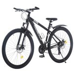 TRIOBLADE 29 Inch Mountain Bike 21 Speeds Bike 17.5 Inch Lightweight Aluminium Frame Bicycle for Adult Men Women, Lockout Suspension Fork, Dual Disc Brake (Mudguard Style, Black)