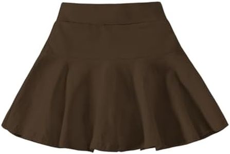 Neutocd Toddler Baby Girls Skirts Skorts Elastic Girl Pleated Skirts Kid Casual Stretch Waist Skater Skort Built in Shorts Darkbrown