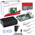 GeeekPi Starter Kit for Raspberry Pi 5 8GB, with Raspberry Pi 5 & Aluminium Passive Cooling Case Armour Case V5, 64GB Card, Card Reader, 2pcs 4K HDMI Cables and 27W USB C Power Supply