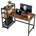 HOMIDEC Desk, 120x60cm Computer Desk with Bookshelf, 110cm Height Study Computer Laptop Table with 4 Tier DIY Storage Shelves Writing Table for Home Office Bedroom